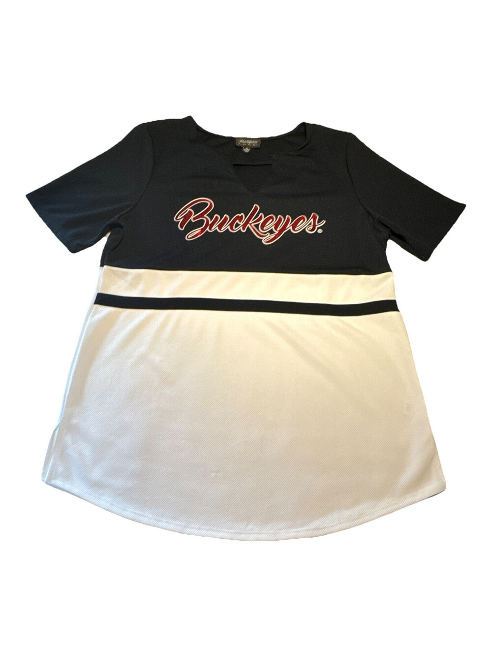 Gameday Couture Buckeyes Colorblock Mesh V-Neck Tee XL Black/White Logo